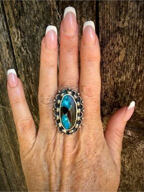 New Blue Diamond Turquoise Heavy Gauge Sterling Silver by Silversmith Dolce Art